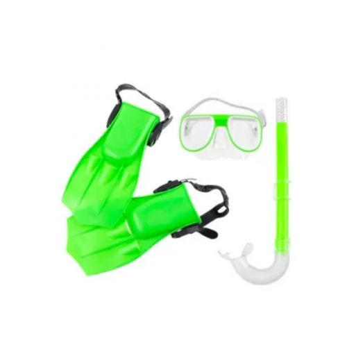 Набор для плавания (маска, трубка, ласты 28-32), зеленый фото