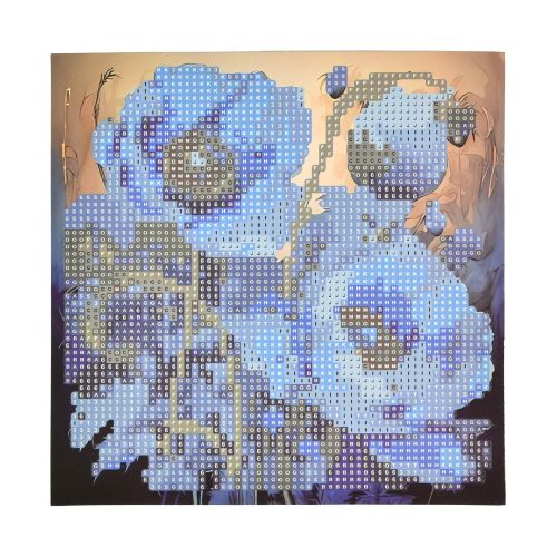 Алмазна мозаїка "Синя симфонія квітів", на паперовій основі, 18х18 см фото
