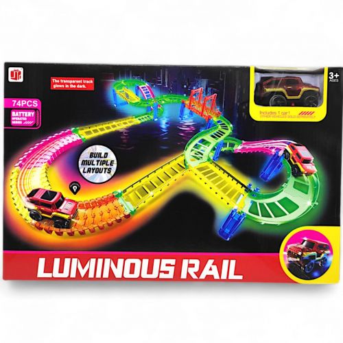 Трек "Luminous Rail", светящийся в темноте, 1 машинка, 74 элемента фото