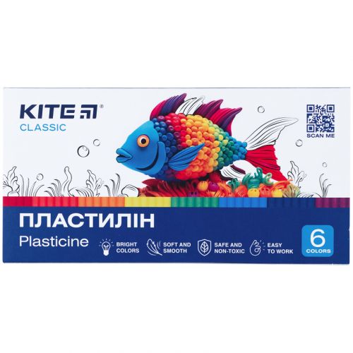 Пластилін, 6 кольорів, 120 г.  Kite Classic фото