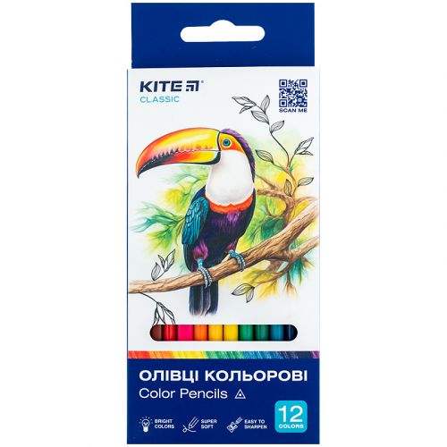 Олівці кольорові тригранні, 12 шт.  Kite Classic фото