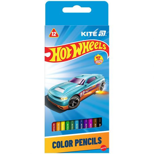 Олівці кольорові тригранні, 12 шт. Hot Wheels картинка Олівці кольорові тригранні, 12 шт. Hot Wheels фото