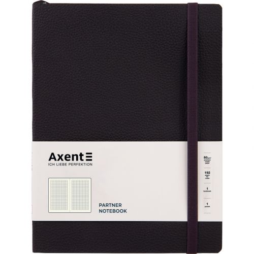Книга записна Partner Soft L, 190*250, 96 арк, кліт, чорна картинка Книга записна Partner Soft L, 190*250, 96 арк, кліт, чорна фото