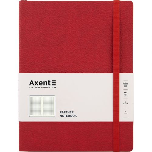 Книга записна Partner Soft L, 190*250, 96 арк, кліт, червон картинка Книга записна Partner Soft L, 190*250, 96 арк, кліт, червон фото