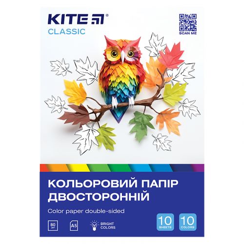 Папір кольор. двостор. (10арк/10кол), А5 Kite Classic картинка Папір кольор. двостор. (10арк/10кол), А5 Kite Classic фото