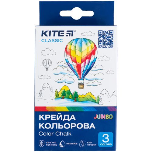 Крейда кольорова Jumbo, 3 кол. Kite Classic картинка Крейда кольорова Jumbo, 3 кол. Kite Classic фото