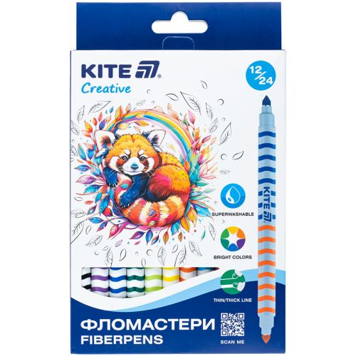 Фломастери двосторонні, набір 12шт, Kite Creative картинка Фломастери двосторонні, набір 12шт, Kite Creative фото