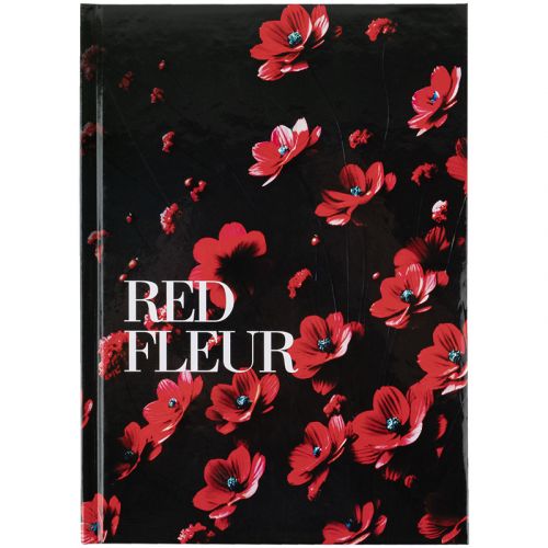 Книга записна тверда обкл. А5, 96 арк. , кліт. , Red fleur картинка Книга записна тверда обкл. А5, 96 арк. , кліт. , Red fleur фото
