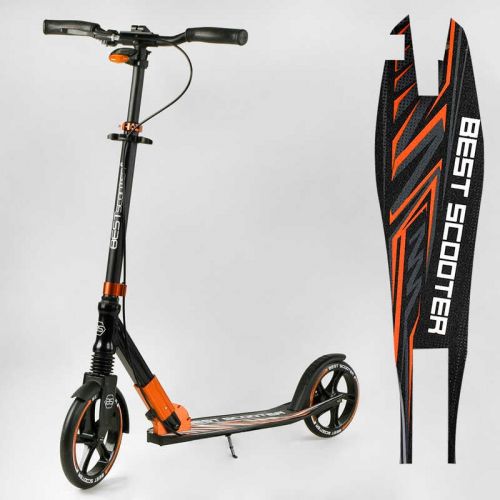 Самокат алюминиевый Best Scooter 79740 колеса PU, ФАРА, зажим руля, d передних колес - 230мм, d задних колес 200мм, 1 амортизатор передний фото