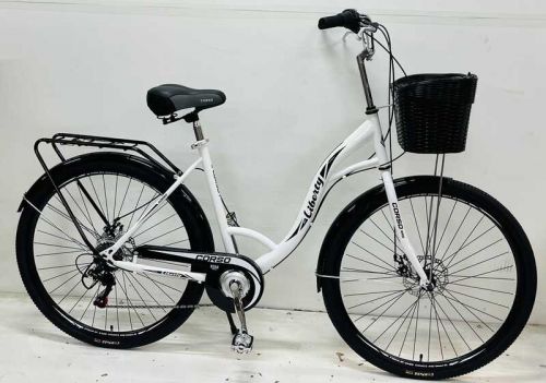 Велосипед міський Corso «Liberty» 28’’ дюймів + КОШИK, сталева рама 20``, 7 швидкостей, корзина, багажник  мініатюра фото 1