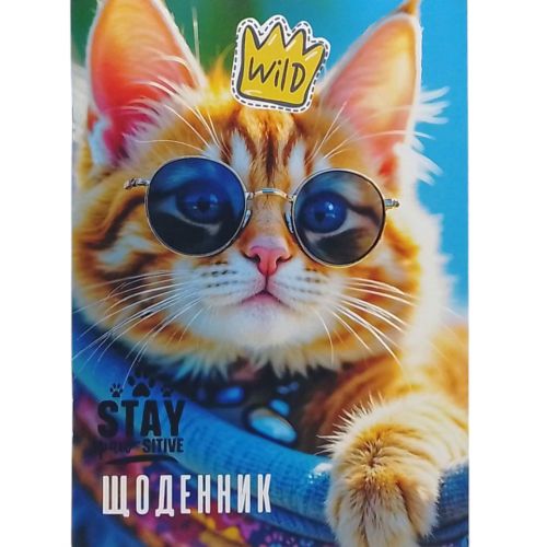 Щоденник шкільний Котик, 55г. Скоба. 143х197 мм, 40 арк мініатюра фото 1 Щоденник шкільний Котик, 55г. Скоба. 143х197 мм, 40 арк мініатюра фото 1