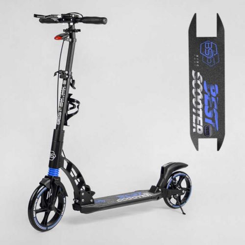 Самокат двоколісний "Best Scooter" (ФАРА, переднє колесо PU 230 мм, заднє колесо 200мм, 2 амортизатори, дискове гальмо, затискач керма)  мініатюра фото 1