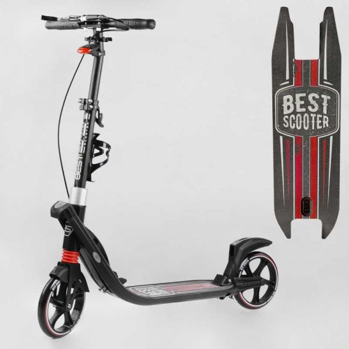 Самокат двоколісний "Best Scooter" (ФАРА, колеса PU 200мм, 2 амортизатори, затискач керма, ручне гальмо, в коробці)  мініатюра фото 1