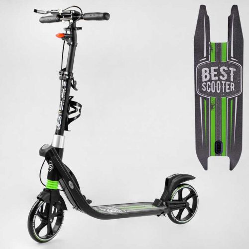 Самокат двоколісний "Best Scooter" (ФАРА, колеса PU 200мм, 2 амортизатори, затискач керма, ручне гальмо, в коробці)  мініатюра фото 1