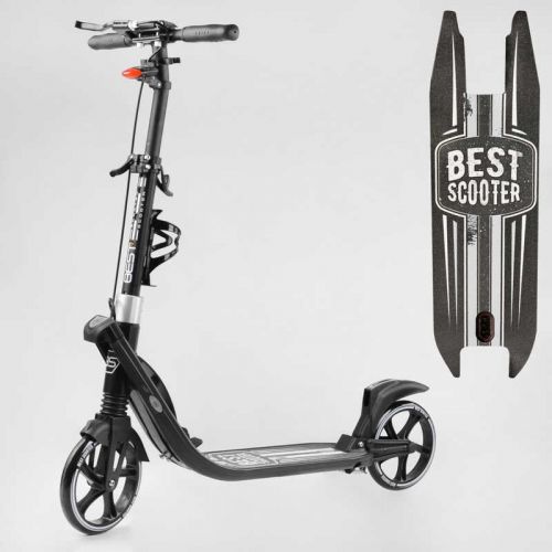 Самокат двоколісний "Best Scooter" (ФАРА, колеса PU 200мм, 2 амортизатори, затискач керма, ручне гальмо, в коробці)  мініатюра фото 1