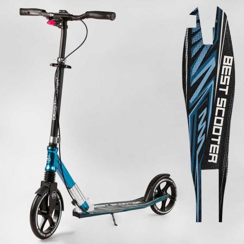 Самокат алюмінієвий "Best Scooter" (колеса PU, ФАРА, затискач керма, d передніх коліс - 230 мм, d задніх коліс 200мм, 1 амортизатор передній)  мініатюра фото 1
