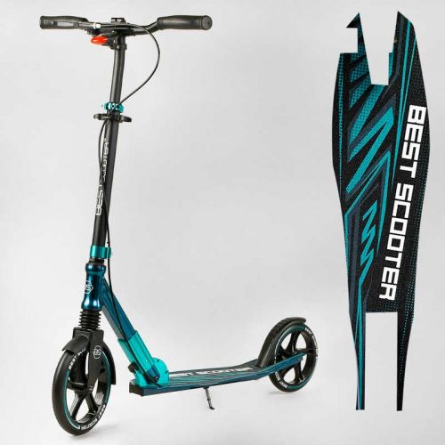 Самокат алюмінієвий "Best Scooter" (колеса PU, ФАРА, затискач керма, d передніх коліс - 230мм, d задніх коліс 200мм, 1 амортизатор передній)  мініатюра фото 1