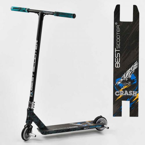 Самокат трюковий "Best Scooter.  CRASH" (HIC-система, ПЕГІ, алюмінієвий диск і дека, колеса 110 мм PU, ширина керма - 57 см, в коробці)  мініатюра фото 1