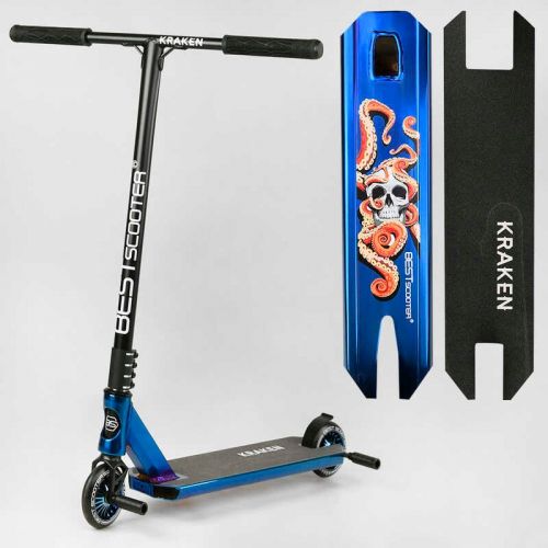 Самокат трюковий "Best Scooter.  Kraken" (HIC-система, ПЕГИ, алюмінієвий диск та дека, АНОДОВАНИЙ, колеса PU 110мм, ширина керма 58 см)  мініатюра фото 1