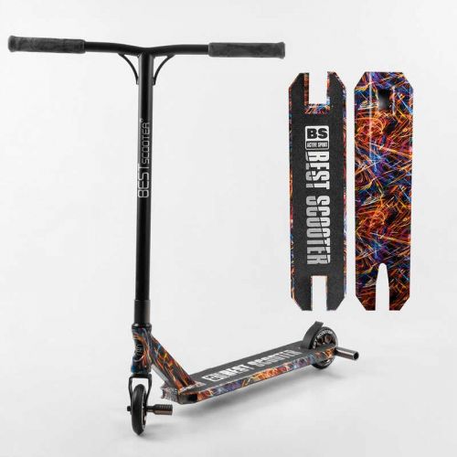 Самокат трюковий "Best Scooter" (HIC-система, ПЕГИ, алюмінієвий диск та дека з ПРИНТОМ, колеса PU, d = 110мм, ширина керма - 60 см)  мініатюра фото 1