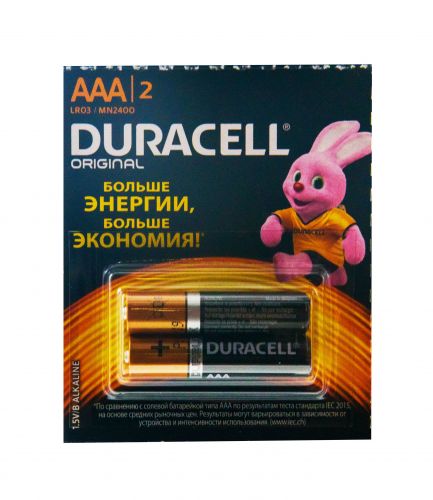 Батарейка DURACELL AAA LR03 MN2400, 2 штуки фото