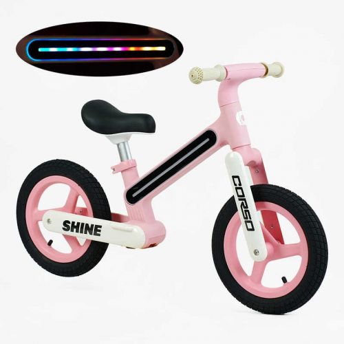 Велобіг «Corso Shine» нейлонова рама зі світлом, нейлонова вилка, надувні колеса 12’’, в коробці  мініатюра фото 1