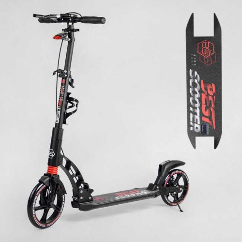 Самокат двоколісний "Best Scooter" (фара, переднє колесо PU 230 мм, заднє колесо 200 мм, 2 амортизатори, дискове гальмо, затискач керма)  мініатюра фото 1