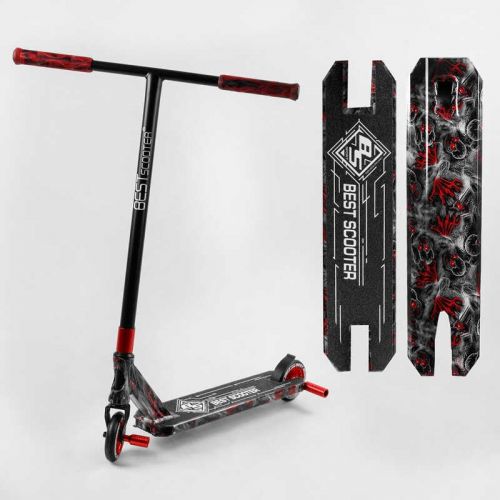 Самокат трюкових "Best Scooter" (HIC-система, ПЕГИ, алюмінієвий диск і дека з принтами, колеса PU, d = 110мм, ширина керма - 60 см)  мініатюра фото 1