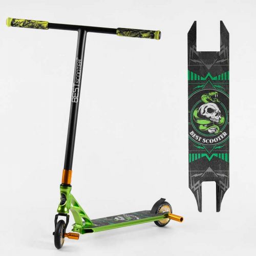 Самокат трюковий "Best Scooter" (HIC-система, ПЕГИ, алюмінієвий диск та дека, АНОДОВАНЕ ФАРБУВАННЯ, колеса PU, d = 110мм, ширина керма - 60 см)  мініатюра фото 1
