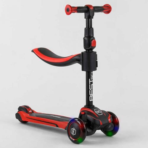 Самокат триколісний "Best Scooter" (з сидінням, алюмінієве кермо, 3 колеса PU зі світлом, d = 12 см)  мініатюра фото 1