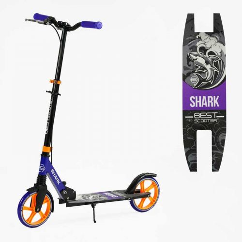 Самокат двоколісний "Best Scooter SHARK" (з ручним гальмом, затискач керма, колеса PU - 20 см, 1 амортизатор, в коробці)  мініатюра фото 1