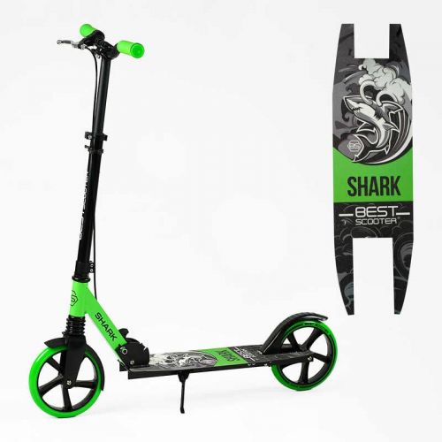 Самокат двоколісний "Best Scooter SHARK" (з ручним гальмом, затискач керма, колеса PU - 20 см, 1 амортизатор, в коробці)  мініатюра фото 1