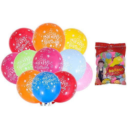 Кульки латексні повітряні (30 см) "Happy birthday", набір 100 шт мініатюра фото 1 Кульки латексні повітряні (30 см) "Happy birthday", набір 100 шт мініатюра фото 1