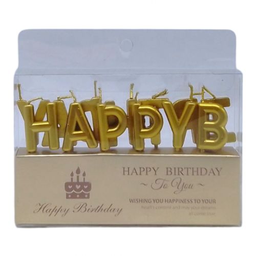 Свічки для торта "Happy Birthday" золото мініатюра фото 1 Свічки для торта "Happy Birthday" золото мініатюра фото 1