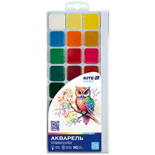Фарби акварельні, 24 кол. Kite Classic мініатюра фото 1 Фарби акварельні, 24 кол. Kite Classic мініатюра фото 1