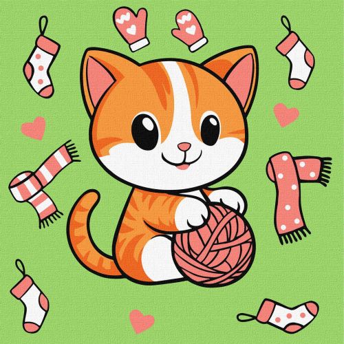 Картина за номерами "Котик і клубочок (картина №1)" 25х25 см мініатюра фото 1 Картина за номерами "Котик і клубочок (картина №1)" 25х25 см мініатюра фото 1