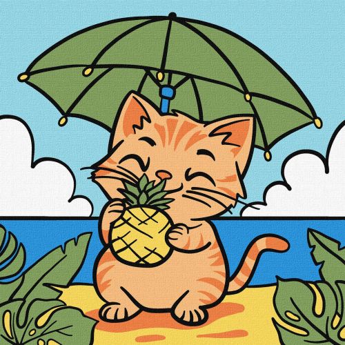 Картина за номерами "Котик і ананас" 25х25 см мініатюра фото 1 Картина за номерами "Котик і ананас" 25х25 см мініатюра фото 1