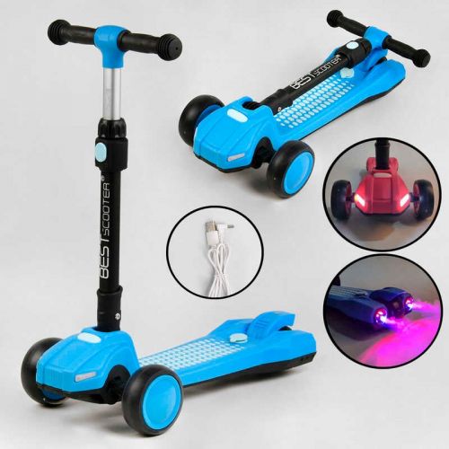 Самокат триколісний "Best Scooter" з парогенератором (6) складне кермо, ЗВУК МАШИНИ, ДИМ, СВІТЛО, пластмасовий, колеса PU 120х35мм, в коробці  мініатюра фото 1