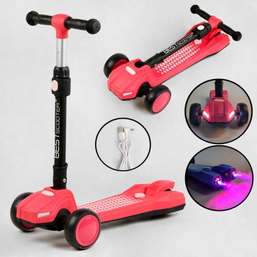 Самокат триколісний "Best Scooter" з парогенератором (6) складне кермо, ЗВУК МАШИНИ, ДИМ, СВІТЛО, пластмасовий, колеса PU 120х35мм, в коробці  мініатюра фото 1