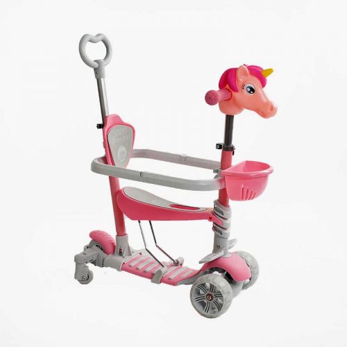 Самокат 5в1 "Best Scooter", з ДОП.  КОЛЕСАМИ, захисний бампер, PU колеса зі світлом, в коробці  мініатюра фото 1