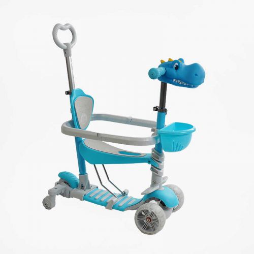 Самокат 5в1 "Best Scooter", з ДОП.  КОЛЕСАМИ, захисний бампер, PU колеса зі світлом, в коробці  мініатюра фото 1