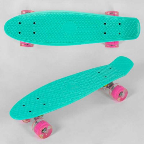 Скейт Пенні борд "Best Board", бірюзовий, дошка = 55см, колеса PU зі світлом, діаметр 6 см  мініатюра фото 1
