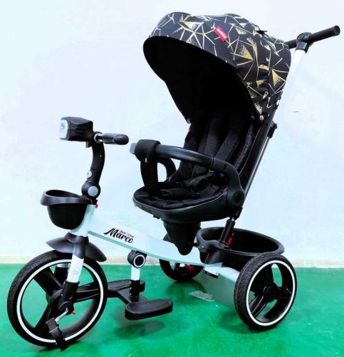 Велосипед 9155 BestTrike Marco (1) поворотне сидіння, складне кермо, колеса з прогумованим PU, кошик, телескопічна ручка, фара музична  мініатюра фото 1