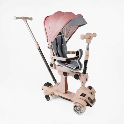 Самокат 5в1 Skyper (4) колеса PU125х40 мм зі світлом, з капюшоном, поворотне сидіння, з ДОП.  КОЛЕСАМИ, захисний бампер, в коробці  мініатюра фото 1