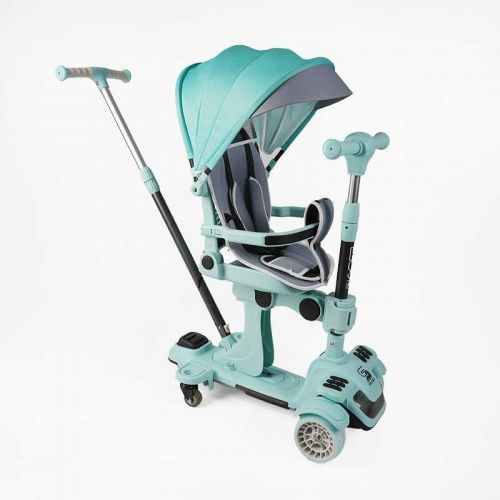 Самокат 5в1 Skyper (4) колеса PU125х40 мм зі світлом, з капюшоном, поворотне сидіння, з ДОП.  КОЛЕСАМИ, захисний бампер, в коробці  мініатюра фото 1