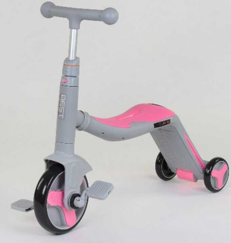 Самокат 3в1 (1) Best Scooter, самокат-велобіг-велосипед, світло, 8 мелодій, колеса PU, переднє колесо d = 20см, задні d = 11см  мініатюра фото 1