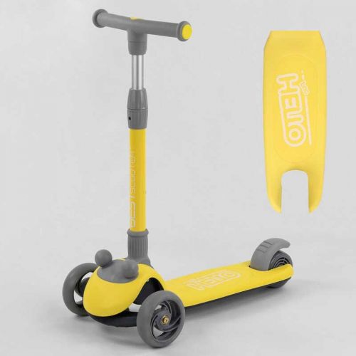Самокат триколісний D-0449 (6) Best Scooter, ЖОВТИЙ,   складне алюмінієве кермо, 3 колеса PU зі світлом, d = 120*35 мм  мініатюра фото 1