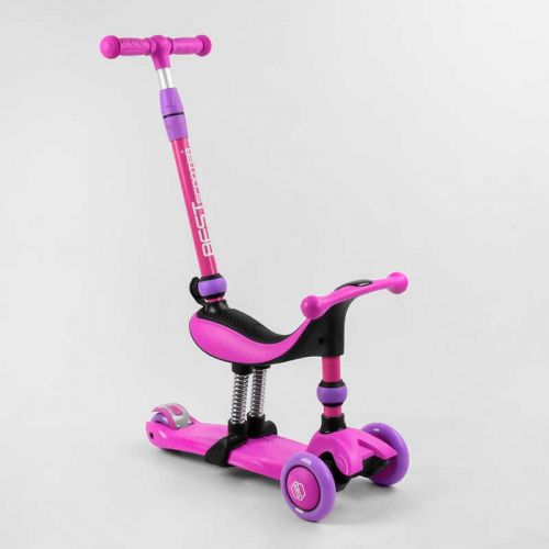 Самокат-велобег 3в1 трехколесный BS-26566 (4) Best Scooter, 3 колеса PU со светом, сидение, амортизаторы, родительская ручка  мініатюра фото 1