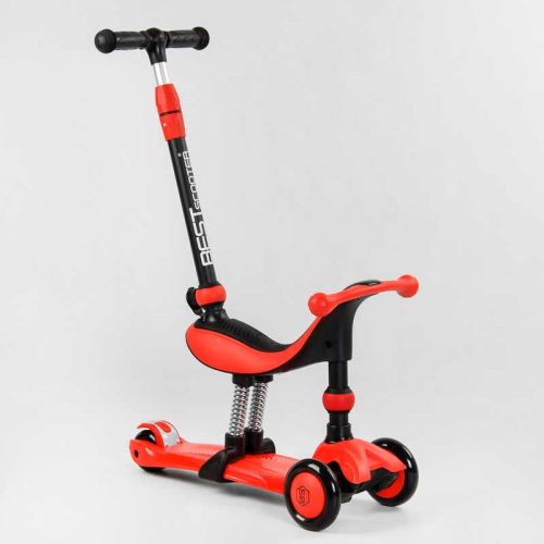 Самокат-велобіг 3в1 триколісний BS-71899 (4) Best Scooter, 3 колеса PU зі світлом, сидіння, амортизатори, батьківська ручка  мініатюра фото 1