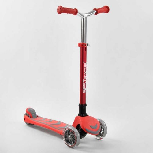 Самокат трехколесный Y-00325 (4) Best Scooter, КРАСНЫЙ, складной алюминиевый руль, 4 колеса PU со светом, d=12 см  мініатюра фото 1